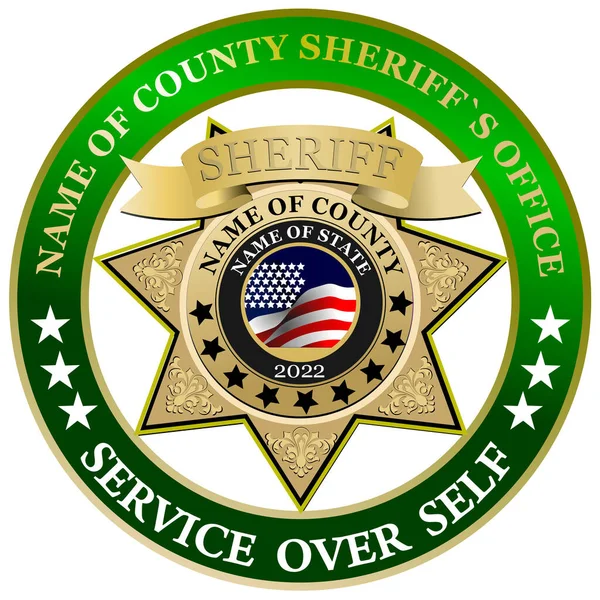 Šerifův Odznak Bílém Pozadí Barevný Vektor Ilustrace Ručně Kreslená Ilustrace Stock Ilustrace