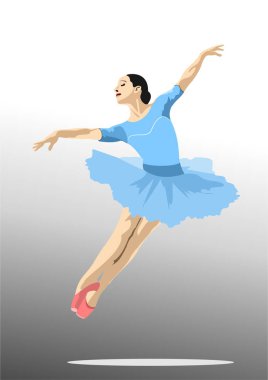 Klasik bale dansçıları. Renkli 3D çizim. El çizimi illüstrasyon