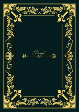 Koyu arkaplanda altın bir süs. Davetiye olarak kullanılabilir