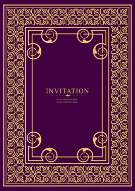 Koyu arkaplanda altın bir süs. Davetiye olarak kullanılabilir. Kitap kapağı. Vektör çizimi. El çizimi: Adobe Illustration