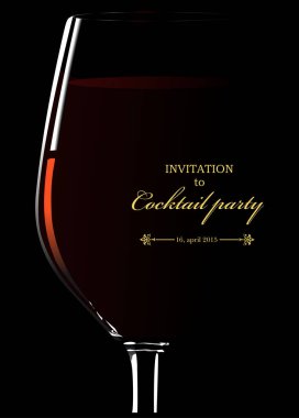 Kokteyl partisi davetiyesi. 3d vektör illüstrasyonu. El çizimi: Adobe Illustartor