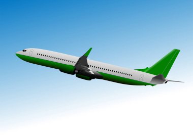 Uçak siluetleri. Vektör Rengi 3d illüstrasyon. Adobe Illustration tarafından çizilen el