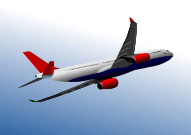 Uçak siluetleri. Vektör Rengi 3d illüstrasyon. Adobe Illustration tarafından çizilen el