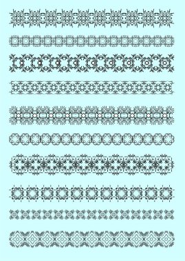 Farklı tasarım stillerinde vektör süsleme çizgileri koleksiyonu. Adobe Illustration tarafından çizilen el