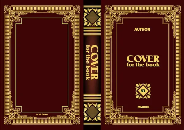 Süslü deri kitap kapağı ve eski süs çerçeveleri. Royal Golden tarzı tasarım. Tarihi bir roman. Oriental stil Vektör çizimi. El çizimi illüstrasyon