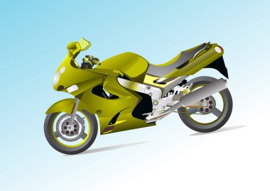 Renkli 3d vektör el çizimi motosiklet illüstrasyonu
