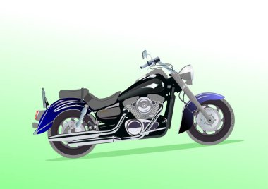 Renkli 3d vektör el çizimi motosiklet illüstrasyonu