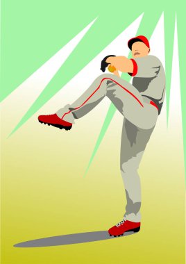 Baseball players. Vector 3d hand drawn illustration  clipart