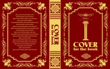 Eski kitap kapağı tasarım elementleri. 3d vektör kapağı el çizimi illüstrasyon