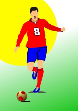  Futbol (futbol) posteri. Renkli Vektör eli 3d illus çizildi