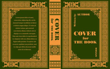 Ortaçağ romanı için kapak kitabı. Eski bir eski süs çerçevesi. Royal Golden tarzı tasarım. Kitapların kapaklarına basılacak klasik Sınır. 3d elle çizilmiş Vektör illüstrasyonu