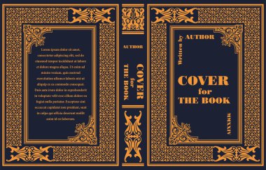 Ortaçağ romanı için kapak kitabı. Eski bir eski süs çerçevesi. Royal Golden tarzı tasarım. Kitapların kapaklarına basılacak klasik Sınır. 3d elle çizilmiş Vektör illüstrasyonu