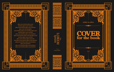 Süslü deri kitap kapağı ve eski süs çerçeveleri. Royal Golden tarzı tasarım. Tarihi bir roman. Oriental stil Vektör çizimi. El çizimi illüstrasyon