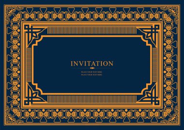 Koyu arkaplanda altın bir süs. Davetiye olarak kullanılabilir