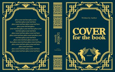 Süslü deri kitap kapağı ve eski süs çerçeveleri. Royal Golden tarzı tasarım. Tarihi bir roman. Oriental stil Vektör çizimi. El çizimi illüstrasyon 