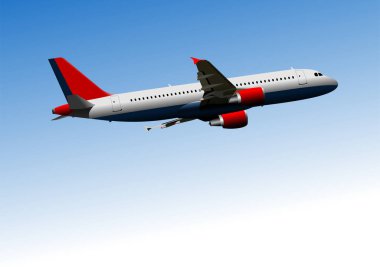 Uçak siluetleri. Havalan. Vektör Rengi 3d el çizimi illüstrasyon. 