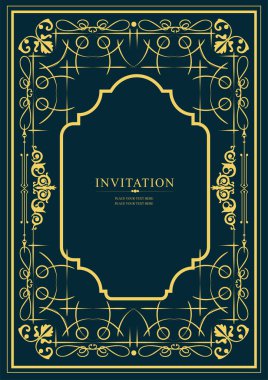 Koyu arkaplanda altın bir süs. Davetiye olarak kullanılabilir