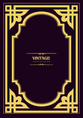 Koyu arkaplanda altın bir süs. Davetiye olarak kullanılabilir. Kitap kapağı. Vektör çizimi. El çizimi illüstrasyon