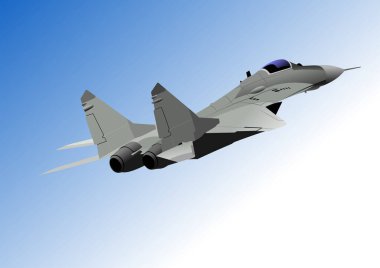 Savaş uçakları. Silahlıyım. Vektör 3d çizim eli