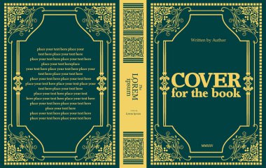 Metin için alanı olan klasik süslemeli kitap kapağı, edebi ve tarihi eserler için ideal