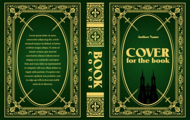 Süslü altın bir sınır ve çaprazlama bir kitap kapağı tasarımı