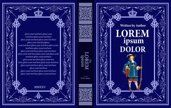 Süslü deri kitap kapağı ve eski süs çerçeveleri. Royal Golden tarzı tasarım. Tarihi bir roman. Oriental stil Vektör çizimi. El çizimi illüstrasyon 