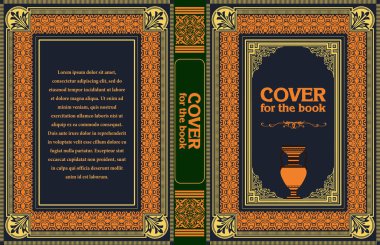 Yunan vazosu, karmaşık sınır ve klasik tipografi sergilenen zarif kitap kapağı tasarımı, tarihi veya kültürel yayınlar için ideal