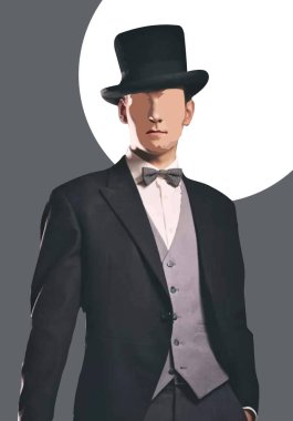 Stylish man in formal attire exuding sophistication and class against a simple backdrop clipart