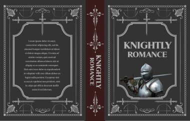 Kitap kapağı tasarımı, elinde kılıç tutan bir ortaçağ şövalyesini gösteriyor. Zarif çerçeveleri ve tipografisi var. Tarihi kurgu veya fantezi romanları için ideal.