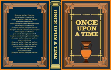 Kitap kapağı tasarımı Yunan unsurları, kılıçlar, bir Yunan vazosu, ve bir zamanlar başlık