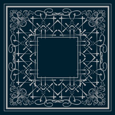 Kahverengi arka planda gümüş süs. Davetiye olarak kullanılabilir. Vektör illüstrasyonu