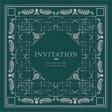 Kahverengi arka planda gümüş süs. Davetiye olarak kullanılabilir. Vektör illüstrasyonu