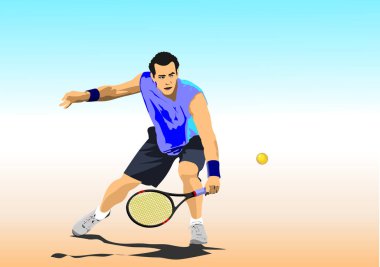 Profesyonel tenisçi tenis maçı sırasında raketiyle topa vurmaya hazırlanıyor.