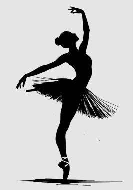 Sivri uçlu ayakkabılarla dans eden bir balerin silueti, zarafet ve özgüven gösterisi.