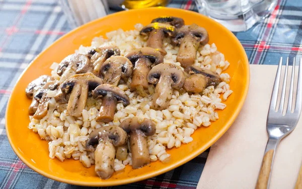Barley Porridge Mushrooms High Quality Photo — Photo