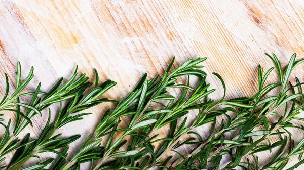 Image Green Rosemary Wooden Background Top View — Stock Photo, Image
