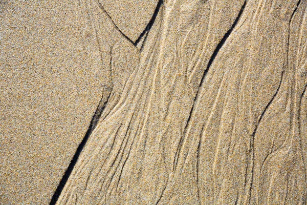 干潮時にはビーチで砂の表面を閉じると — ストック写真