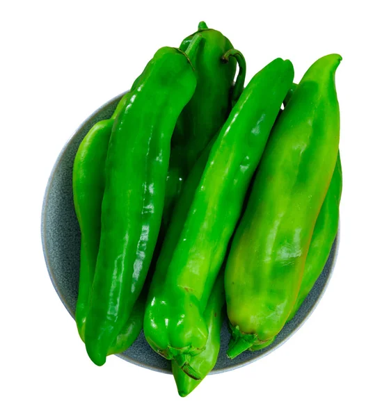 Zoete Groene Paprika Bereid Voor Het Koken Geïsoleerd Witte Achtergrond — Stockfoto