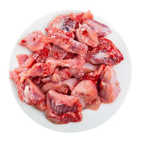 調理前に天然成分と生ウサギの肉 白地に隔離された — ストック写真