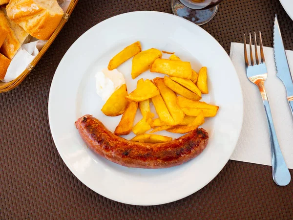 Spanish Pork Sausages Butifarras Boiled Potatoes — Photo