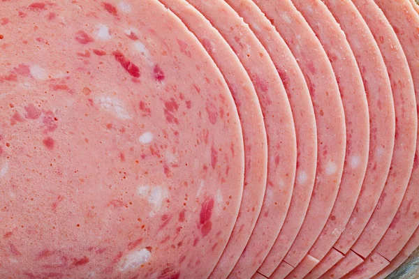 Smakelijke Dunne Plakjes Gekookte Varkensvlees Ham Close Uitzicht — Stockfoto