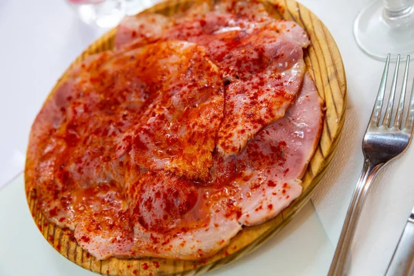 Lekkere Lacon Galicische Gekookte Ham Een Bord Hoge Kwaliteit Foto — Stockfoto