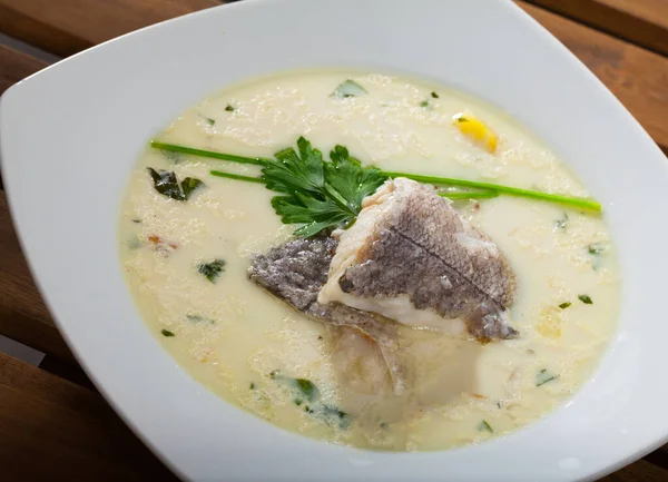 Traditional Scottish Thick Soup Cullen Skink Made Smoked Haddock Potatoes — Stock Photo, Image