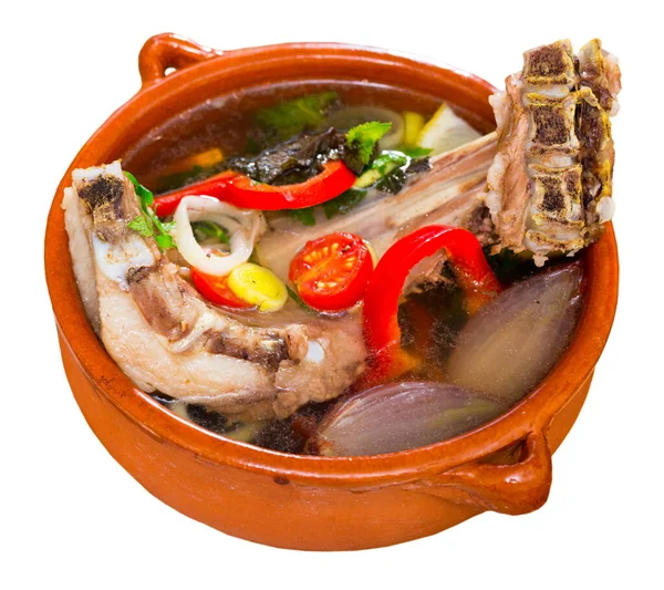 Piatto Tradizionale Cucina Asiatica Centrale Agnello Shourpa Brodo Grosso Con — Foto Stock
