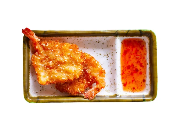 Delicious Fried Shrimps Tempura Popular Dish Japanese Cuisine Isolated White — Stock Photo, Image