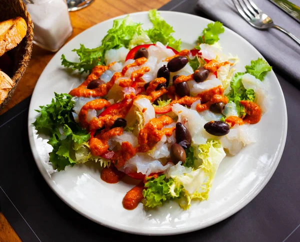 Traditional Dish Catalan Cuisine Xatonada Salad Made Appetizing Fish Vegetables — Stock Photo, Image