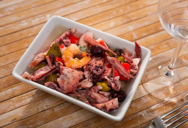 Bunte Köstliche Meeresfrüchte Salpicon Beliebte Spanische Leichte Vorspeise Aus Gemüse — Stockfoto
