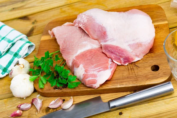 Свежая Сырая Свинина Секрета Филе Специальный Кусок Мяса Иберийской Свиньи — стоковое фото