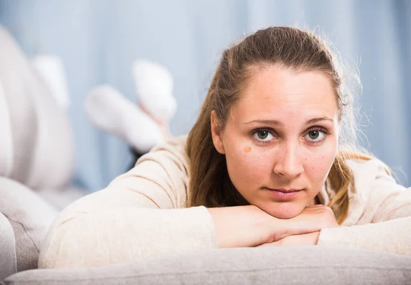 Young Woman Having Problems Depression Home — Stock Photo, Image
