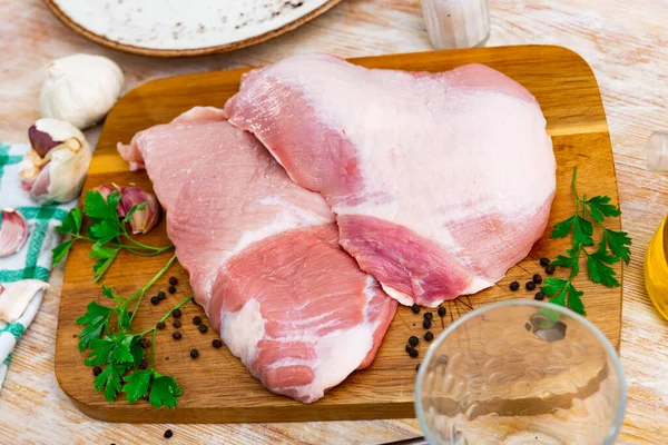 Свежая Сырая Свинина Секрета Филе Специальный Кусок Мяса Иберийской Свиньи — стоковое фото